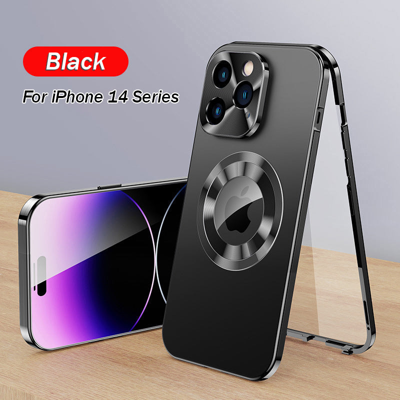 For iPhone 15 Series Double-sided Electroplated Glass Magnetic Phone Case