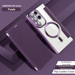 Magnetic Suction Business Leather Case For Samsung S25 Series Mobile Phone Case