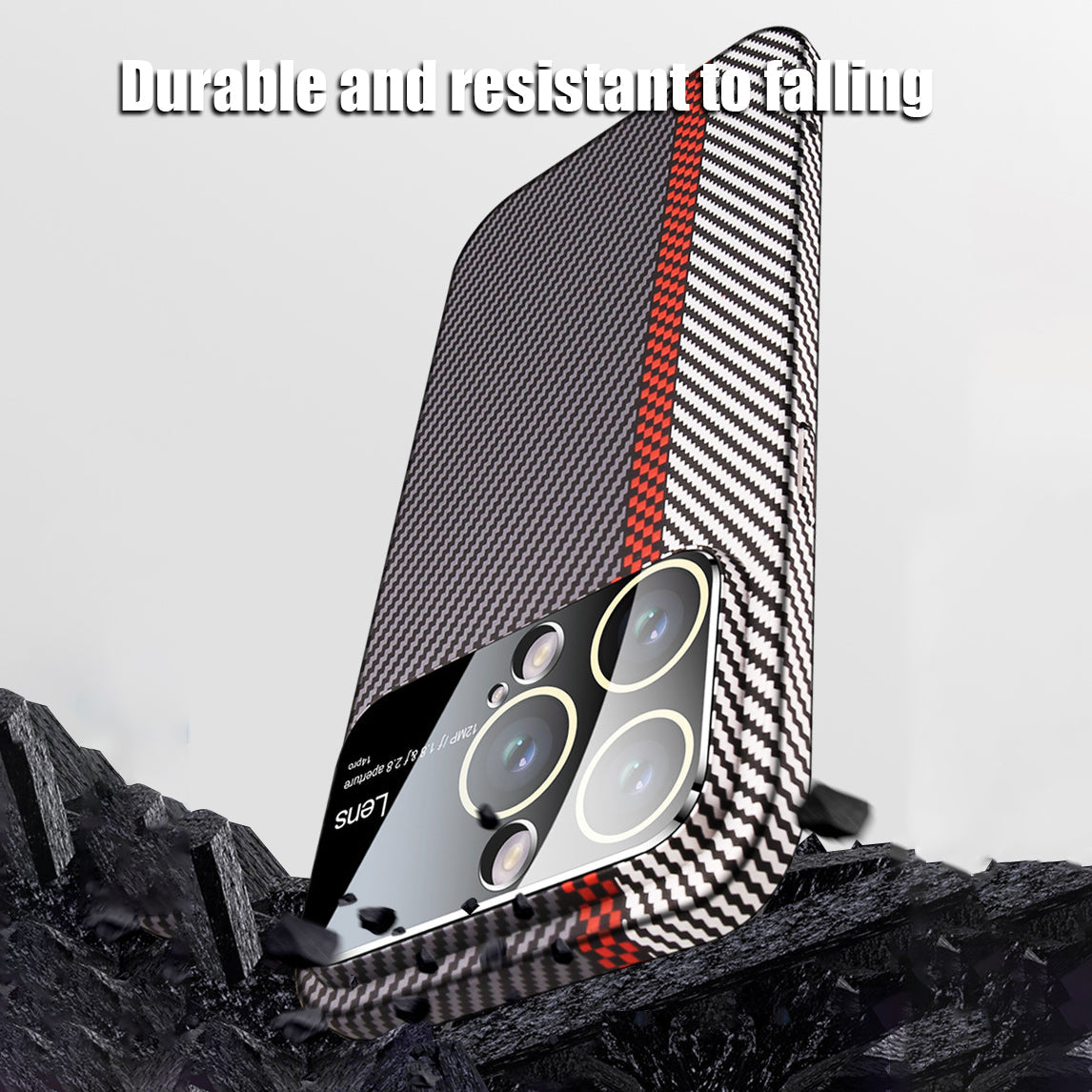 For iPhone 14 Series Carbon Fiber Large Window Phone Case