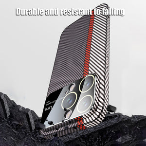 For iPhone 14 Series Carbon Fiber Large Window Phone Case
