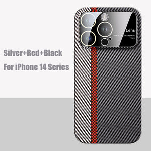For iPhone 14 Series Carbon Fiber Large Window Phone Case