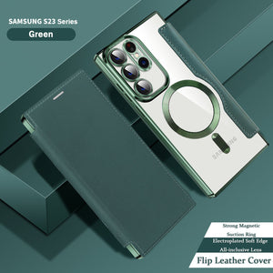 Magnetic Suction Business Leather Case For Samsung S25 Series Mobile Phone Case