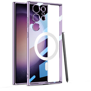 Compatible with Samsung S23 Ultra Electroplated Magnetic Suction Shockproof Phone Case