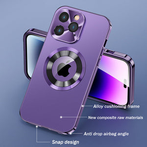 For iPhone 15 Series Double-sided Electroplated Glass Magnetic Phone Case