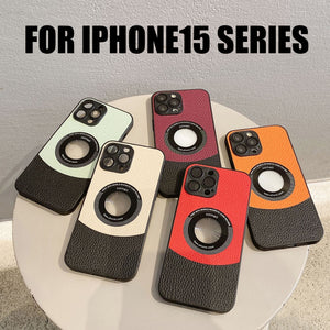 New Color-Blocked Leather Magnetic Phone Case For iPhone15 Series