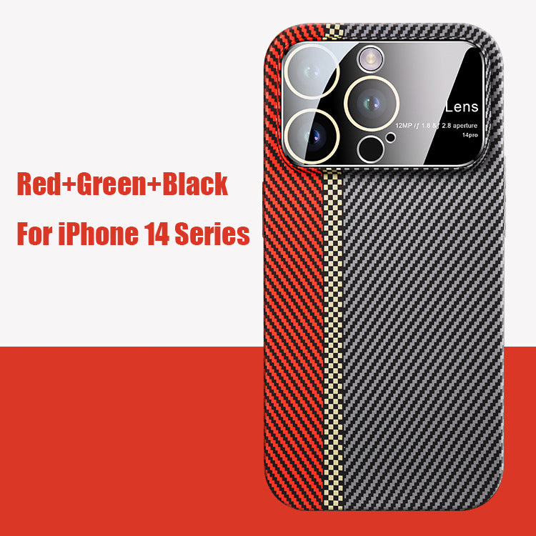 For iPhone 14 Series Carbon Fiber Large Window Phone Case