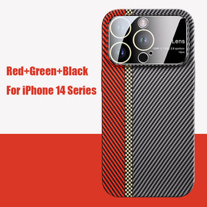 For iPhone 14 Series Carbon Fiber Large Window Phone Case