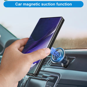 For Samsung Galaxy S25Ultra Full Tempered Glass + Metal Magnetic Folding Bracket Phone Case