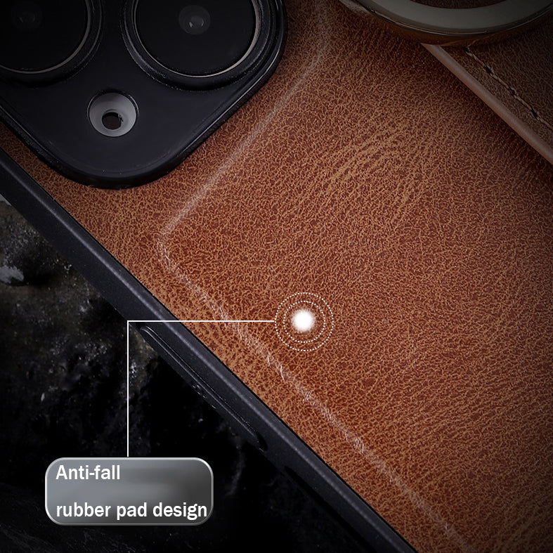 For iPhone 15 Series Ring Leather Protective Case