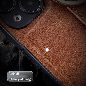 For iPhone 15 Series Ring Leather Protective Case