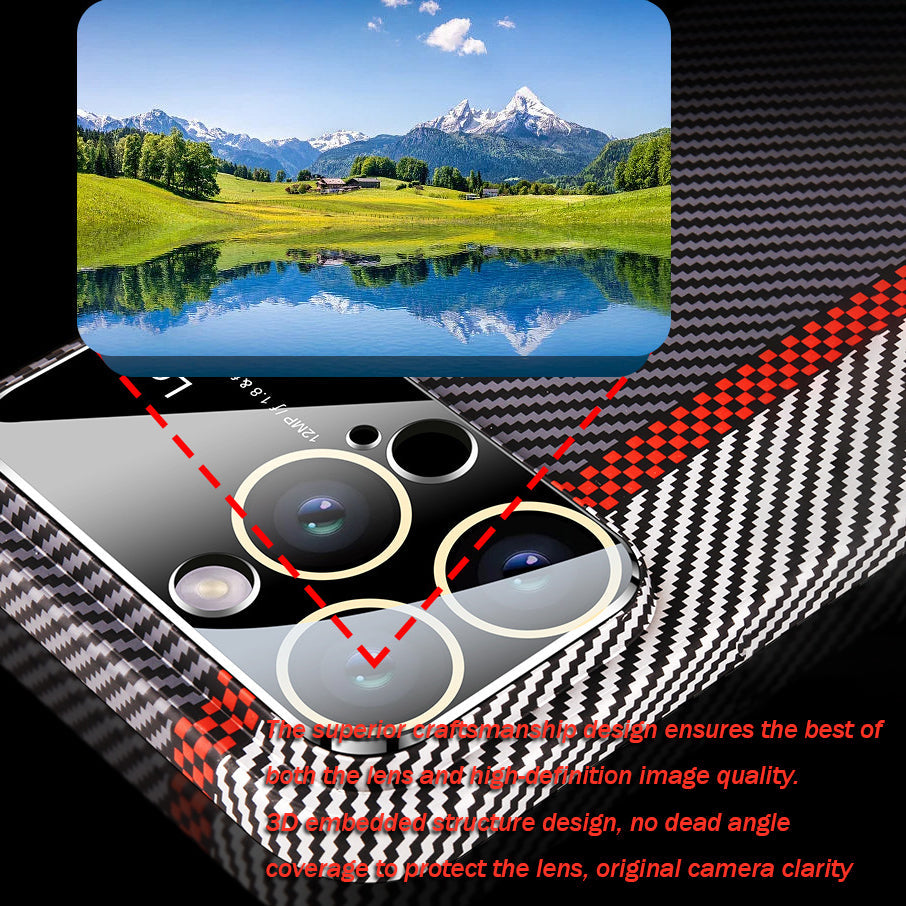 For iPhone 14 Series Carbon Fiber Large Window Phone Case
