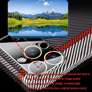 For iPhone 14 Series Carbon Fiber Large Window Phone Case