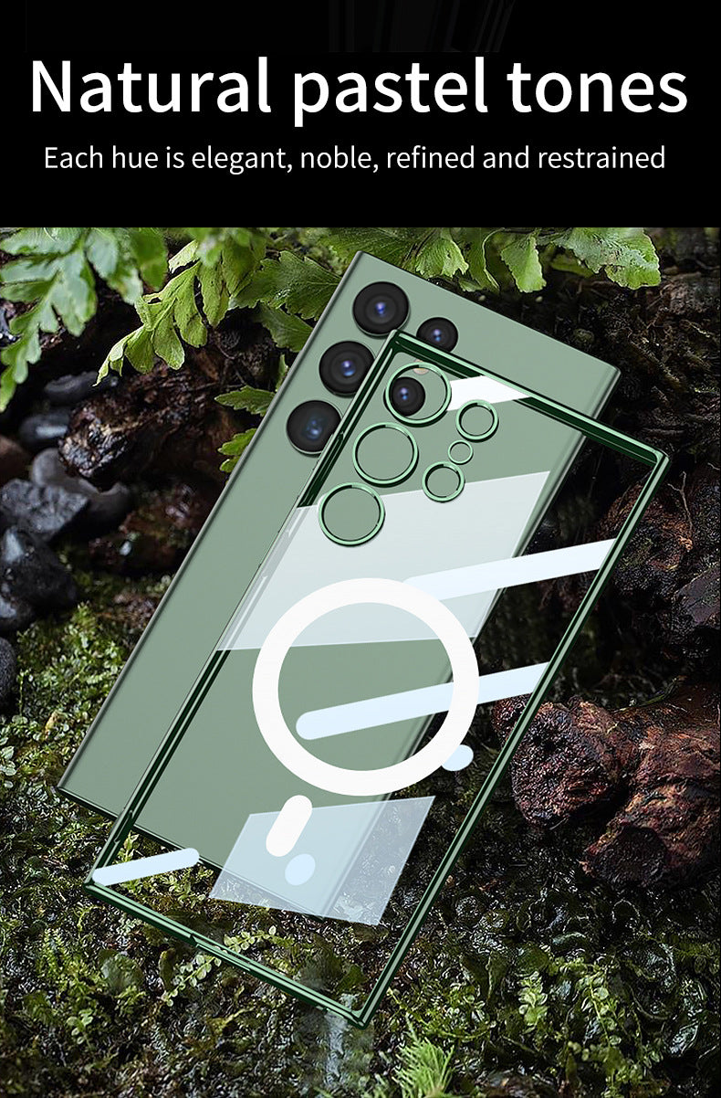Compatible with Samsung S23 Ultra Electroplated Magnetic Suction Shockproof Phone Case
