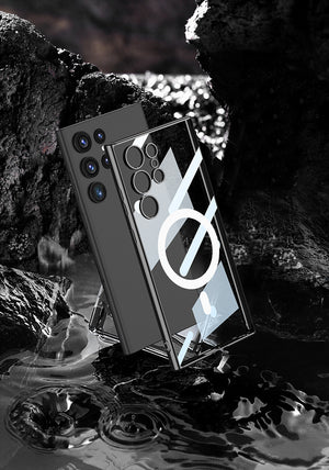Compatible with Samsung S23 Ultra Electroplated Magnetic Suction Shockproof Phone Case
