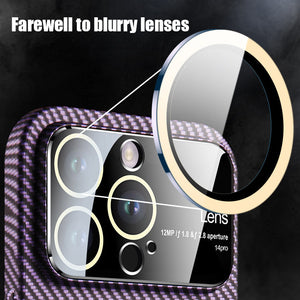 For iPhone 14 Series Carbon Fiber Large Window Phone Case
