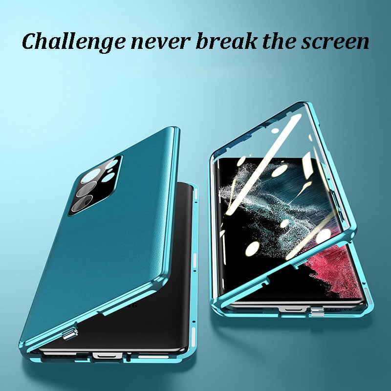 Leather + Glass Dual Sided Magnetic Case for Samsung S23/S24 Ultra