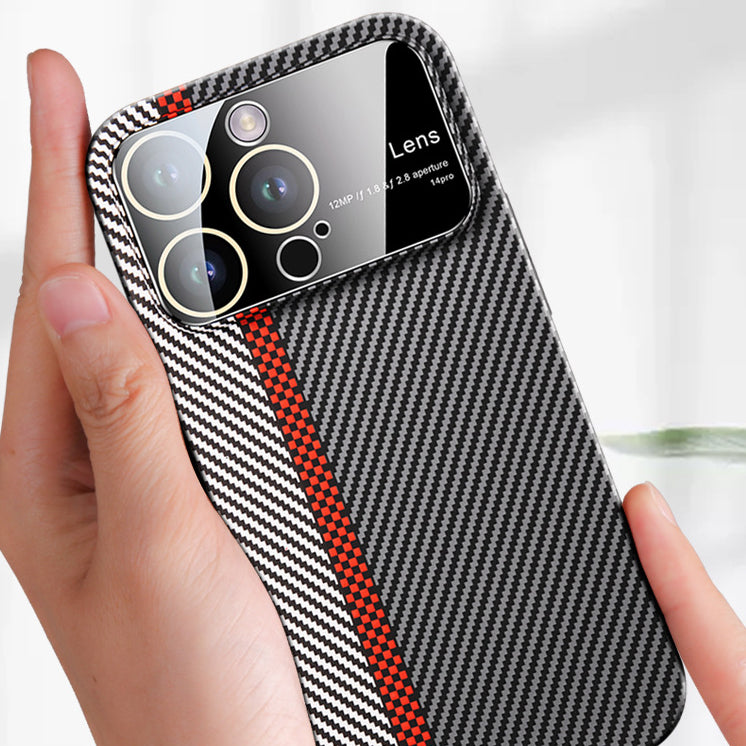 For iPhone 14 Series Carbon Fiber Large Window Phone Case