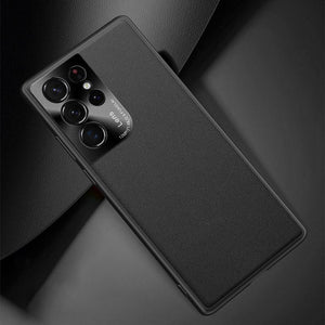 Samsung Metal Plain Leather Phone Case Lens Leather Protective Case