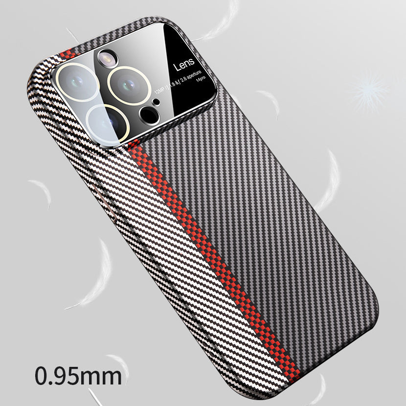 For iPhone 14 Series Carbon Fiber Large Window Phone Case