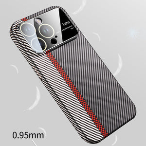 For iPhone 14 Series Carbon Fiber Large Window Phone Case