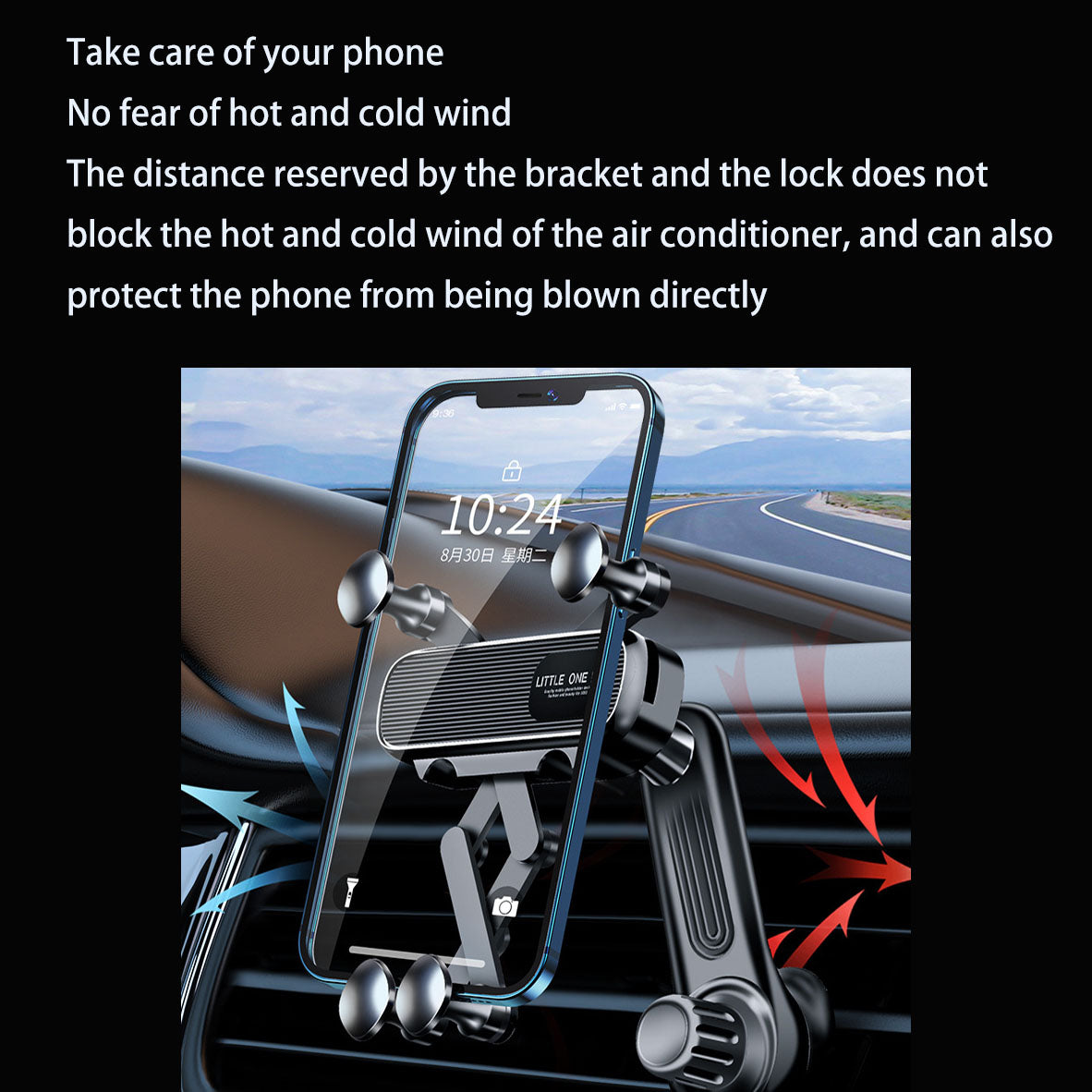 Vehicle-mounted Gravity Mobile Phone Navigation Bracket Long Arm 360-degree Rotating Fixed Base