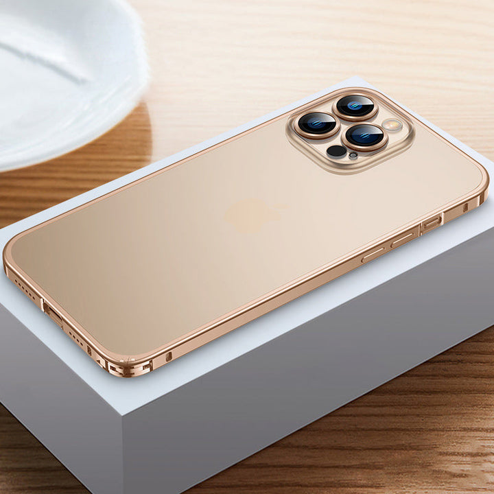 For iPhone15 Series Luban Buckle Metal Middle Frame/Frosted Back Panel/Lens All-Inclusive Mobile Phone Case