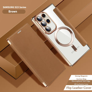 Magnetic Suction Business Leather Case For Samsung S25 Series Mobile Phone Case