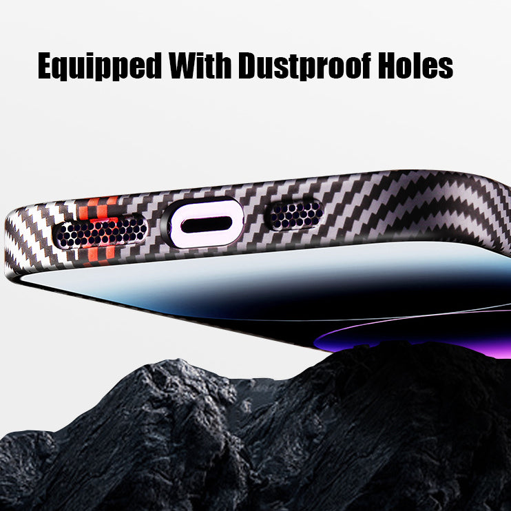 For iPhone 14 Series Carbon Fiber Large Window Phone Case