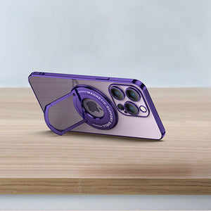 For iPhone 14/15 Series Electroplated Magnetic Bracket Phone Case