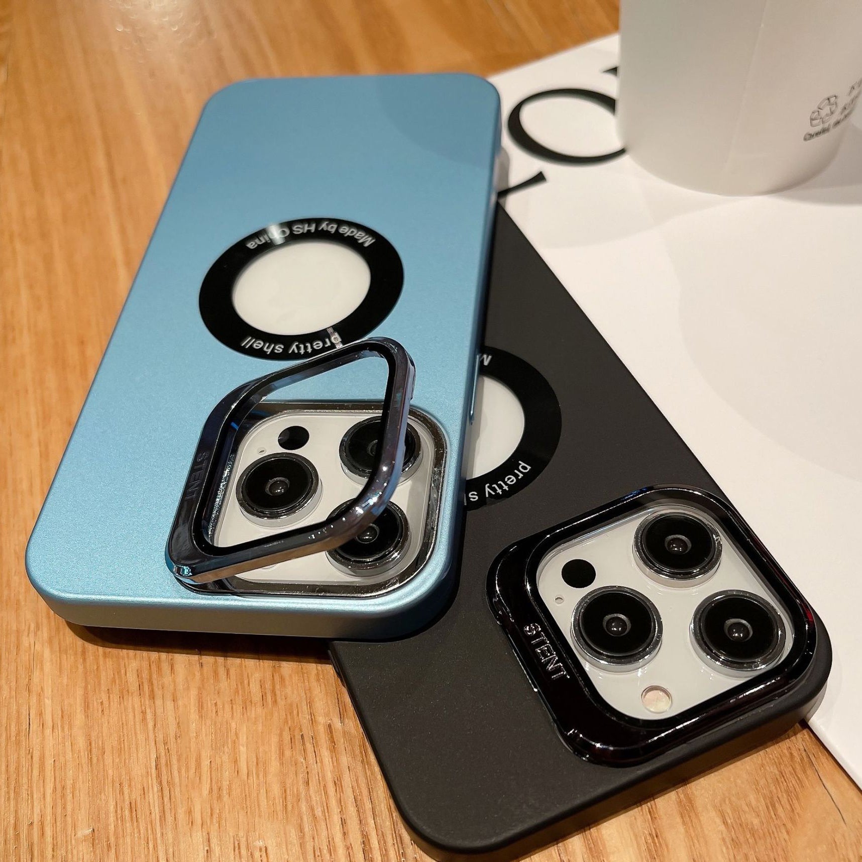 For iPhone 15 Camera Protective Mirror Bracket Magnetic Suction Phone Case