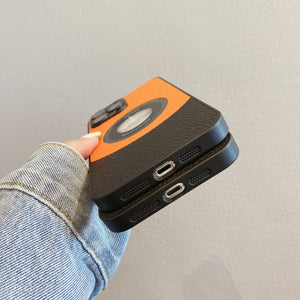 New Color-Blocked Leather Magnetic Phone Case For iPhone15 Series