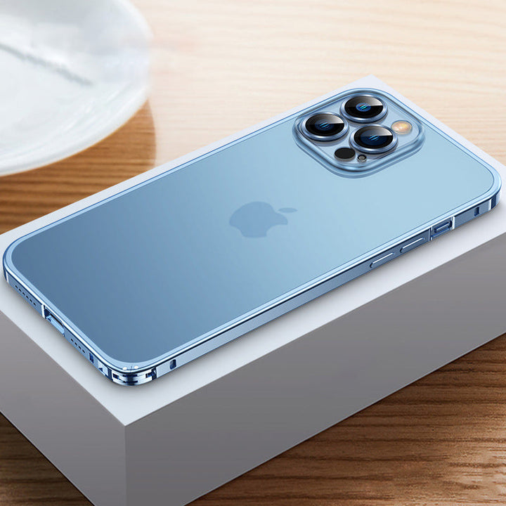 For iPhone15 Series Luban Buckle Metal Middle Frame/Frosted Back Panel/Lens All-Inclusive Mobile Phone Case