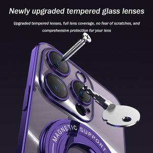 For iPhone 14/15 Series Electroplated Magnetic Bracket Phone Case