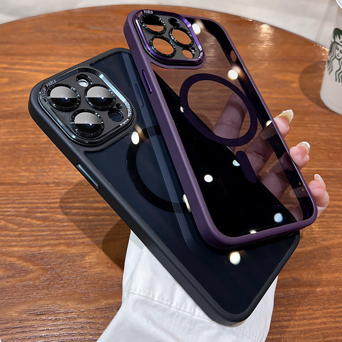 For iPhone15 Series Metal Lens Magnetic Phone Case