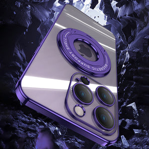 For iPhone 14/15 Series Electroplated Magnetic Bracket Phone Case
