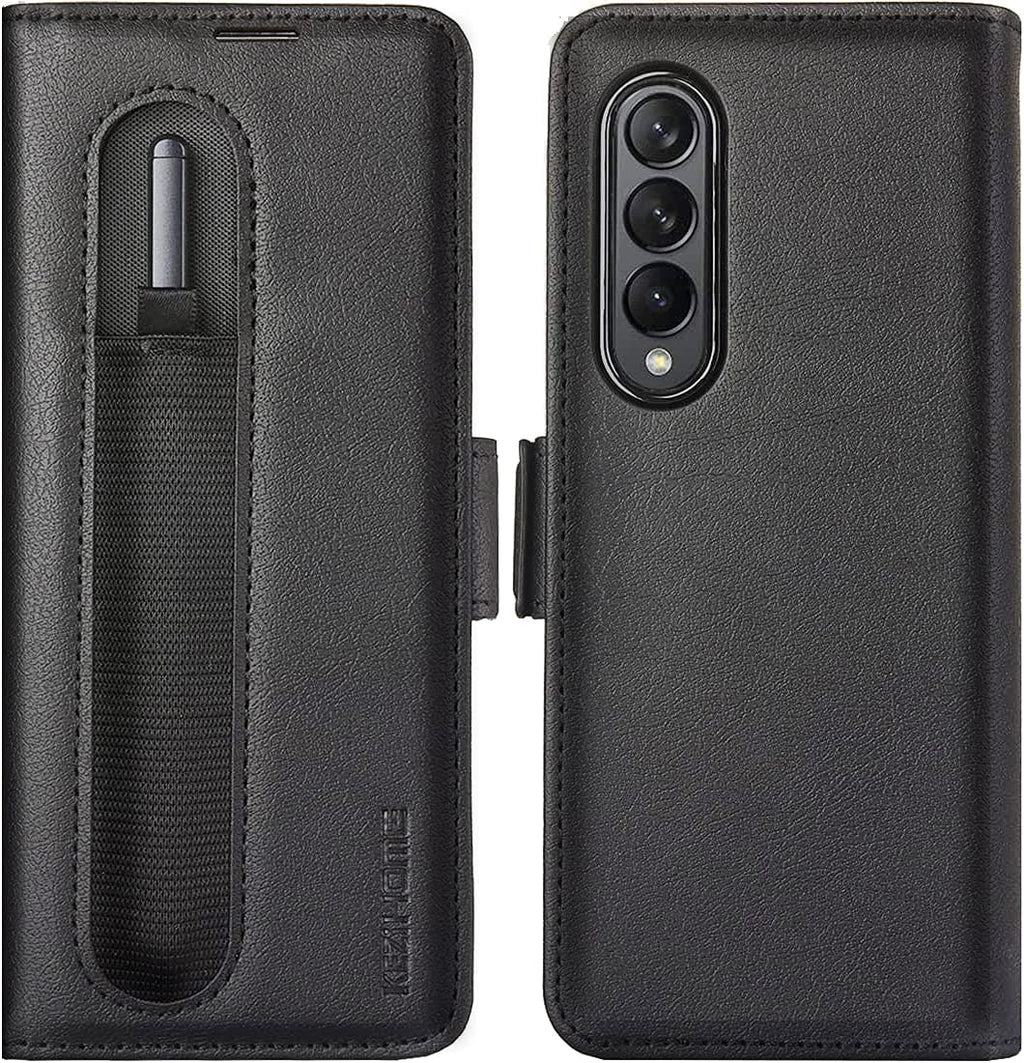 Suitable For Z Fold3 Folding Screen Pen Slot Pen Holder Business Leather Mobile Phone Holster