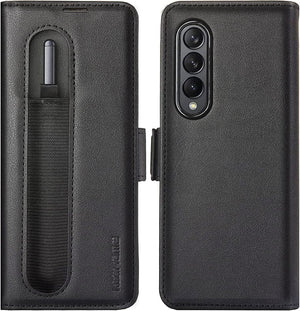 Suitable For Z Fold3 Folding Screen Pen Slot Pen Holder Business Leather Mobile Phone Holster