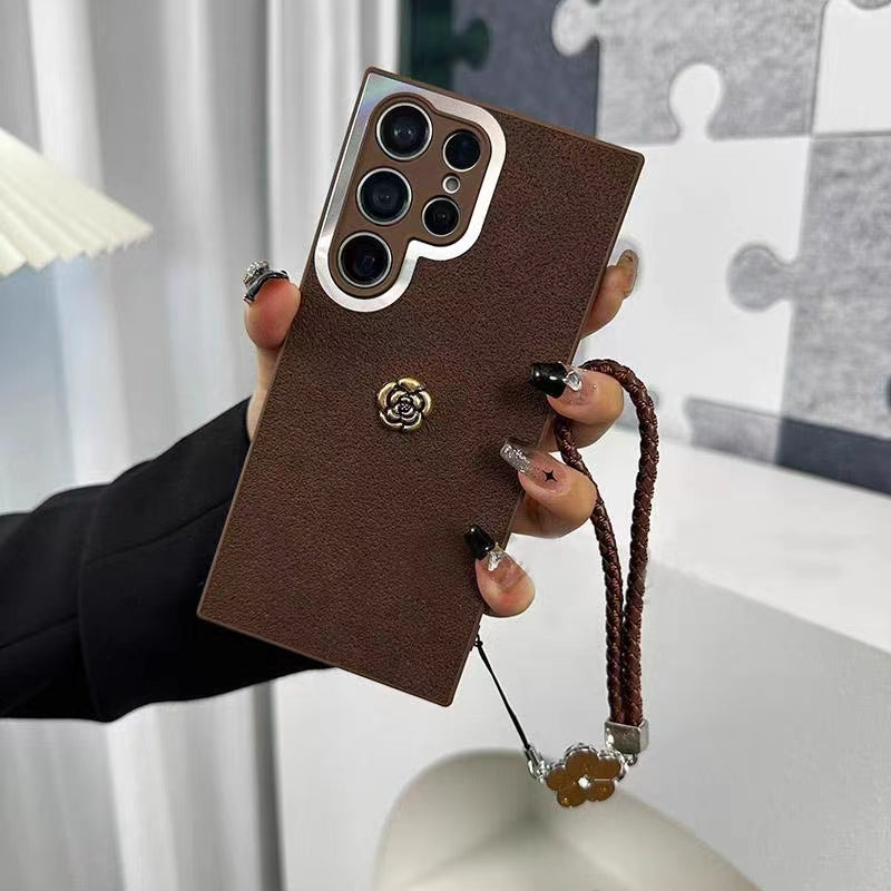 Suitable For Samsung S23 Mobile Phone Case Simple Retro All-inclusive Anti-fall Brown