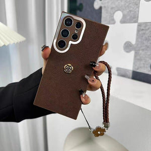 Suitable For Samsung S23 Mobile Phone Case Simple Retro All-inclusive Anti-fall Brown