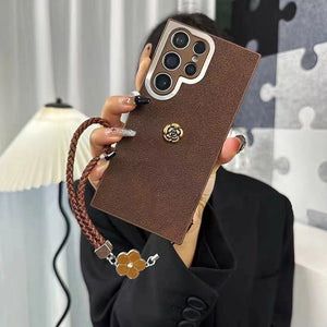 Suitable For Samsung S23 Mobile Phone Case Simple Retro All-inclusive Anti-fall Brown