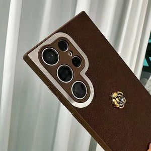 Suitable For Samsung S23 Mobile Phone Case Simple Retro All-inclusive Anti-fall Brown