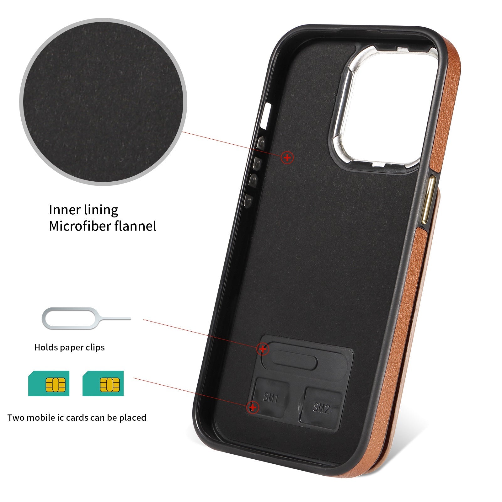 For iPhone15 Series Back Cover Ring Buckle Protection Leather Case
