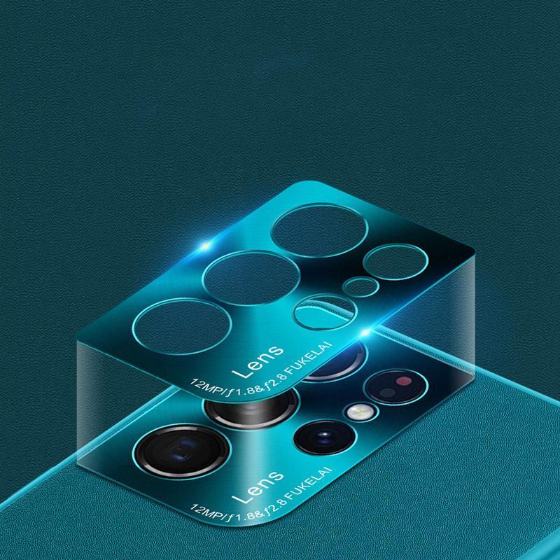 Samsung Metal Plain Leather Phone Case Lens Leather Protective Case