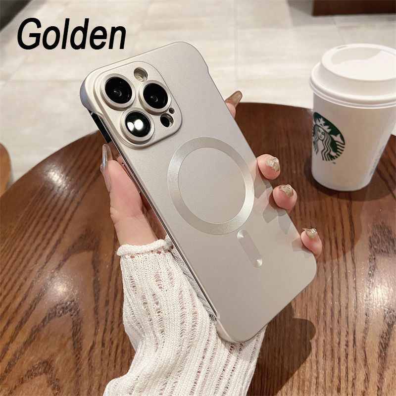 Lens Film All-inclusive Frameless Magnetic Phone Case For iPhone 14/15 Series