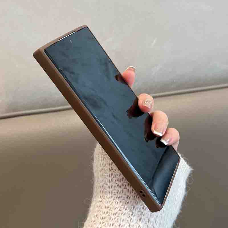 Suitable For Samsung S23 Mobile Phone Case Simple Retro All-inclusive Anti-fall Brown