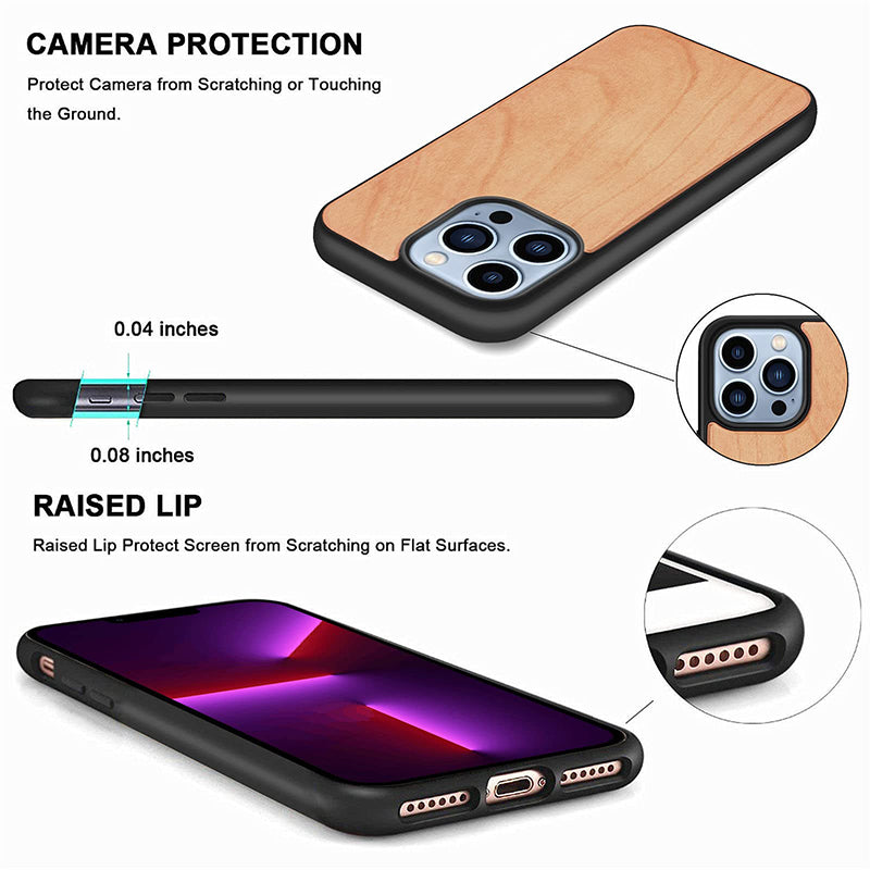 Suitable For iPhone13 Solid Wood Anti-Fall Mobile Phone Case