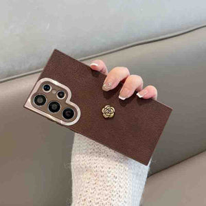 Suitable For Samsung S23 Mobile Phone Case Simple Retro All-inclusive Anti-fall Brown