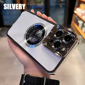 Magnetic Suction Frosted Electroplating Missing Label Invisible Bracket For iPhone 14/15 Phone Case