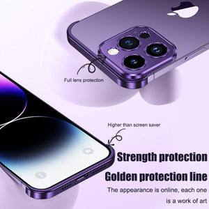 Suitable for iPhone 13, 14, 15 mobile phone case with metal corner pads, anti-fall, frameless