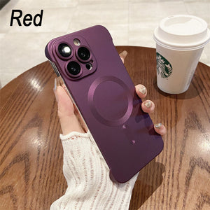 Lens Film All-inclusive Frameless Magnetic Phone Case For iPhone 14/15 Series